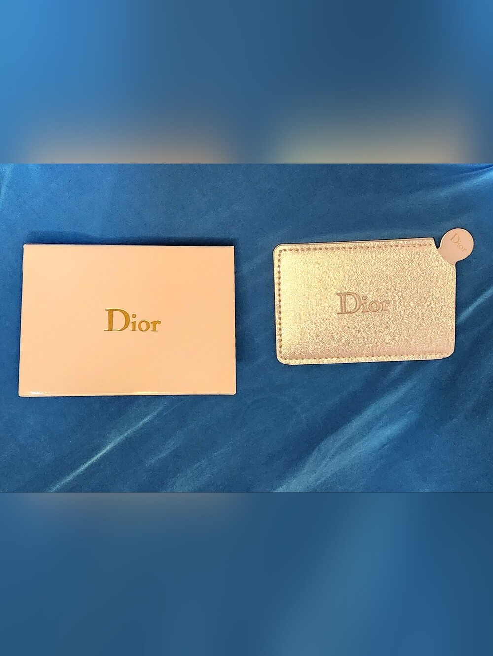 Dior Rose Gold Silver Card Holder And Metal Insert Mirror